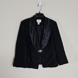 G.M.I Women's Black Evening Jacket with Satin Shawl Collar SIZE 16W